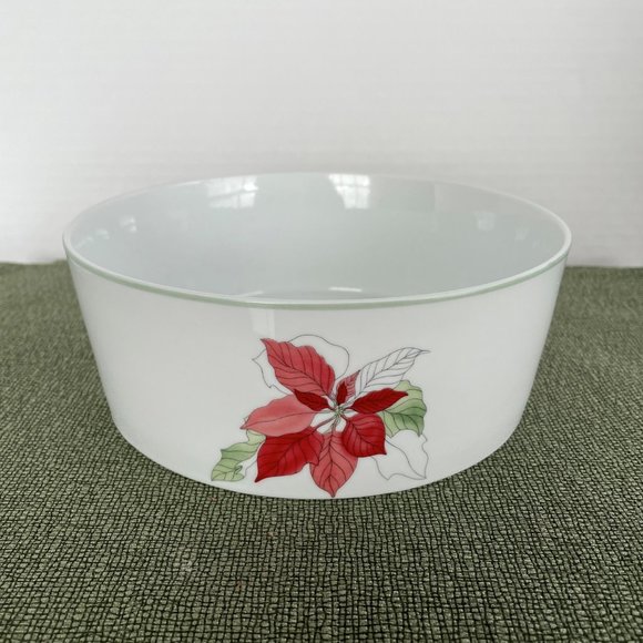 Vintage Christmas Holiday Vegetable Bowl Red Poinsettia by BLOCK SPAL,Goetzen - Picture 8 of 11